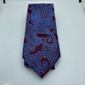 Michael Kors Paisley Print Silk Tie‎ Blue and Maroon Men’s Tie 59”